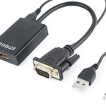 Adaptor VGA la HDMI Gembird, 15 cm, Negru, Gembird