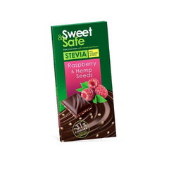 Sweet and Safe Ciocolata amaruie cu seminte canepa si zmeura, 90g