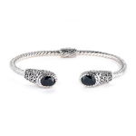 Bijuterii Femei SAMUEL B Sterling Silver Twisted Cable Oval Cut Black Onyx Hinged Bangle Black