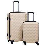 vidaXL Set de valize cu carcasă rigidă, 2 piese, auriu, ABS, vidaXL