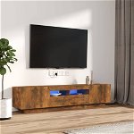 vidaXL Set dulapuri TV cu LED, 2 piese, stejar fumuriu, lemn prelucrat, vidaXL