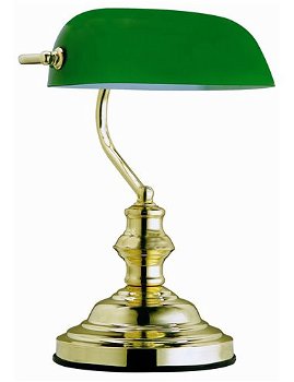 Lampa de birou alama sticla verde, 1 bec, dulie E27, Globo 2491, Globo Lighting