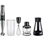 Mixer vertical Braun MQ9125XS, 1200 W, Pahar gradat 0.6 l, Tocator 0.35l, Tel, viteza variabila, Negru