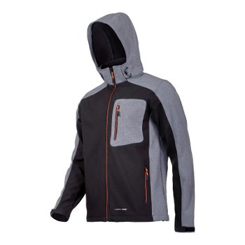 Jacheta elastica cu gluga, 5 buzunare, talie ajustabila, componente reflectorizante, marime XL, Negru/Gri