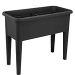 SERINOVA Jardiniera pentru gradina cu picioare 76,5x37,5xh28cm 60l culoare neagra, Serinova