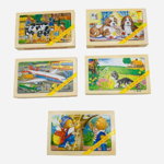 Puzzle din lemn 4in1, diverse modele, multicolor, 20.5×12.5cm, +3ani, en-gros, 