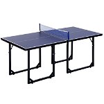 Masa de Ping Pong Pliabila, Multifuncitonala, cu Plasa din Otel si MDF, 182x91x76cm - Albastru HOMCOM | Aosom RO, HOMCOM