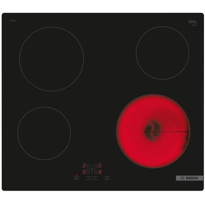 Plita Bosch PKE611BA2E Electric Hob, Number of burners/cooking zones 4, Width 60 cm, Black