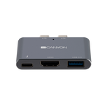 Hub USB CNS-TDS01DG Pentru MacBook Pro/Air Plug And Play 3In1 Gri, Canyon