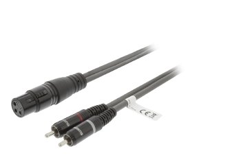 XLR Stereo Cable XLR 3-Pin Female - 2x RCA Male 3.0 m Dark Grey swop15220e30
