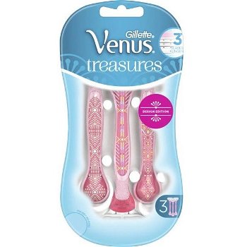 Aparat de ras Venus Treasures Pink pentru femei de unica folosinta Trei lame Pachet 3 buc