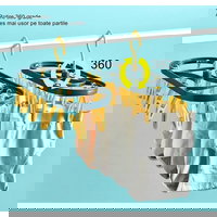 Uscator de Rufe Suspendat Flippy, cu 12 Carlige, Rotire 360 Grade, Protectie Vant, Mateiral Plastic, Usor de Depozitat, Multifunctional, 30 x 12.5 cm, Albastru/Galben Engros,