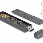 Rack extern USB 3.2-A la M.2 NVME PCIe/SATA SSD, Delock 42021, Delock