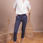 Pantaloni dama cu buline L012 Bleumarin, 