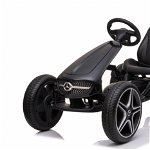 Kinderauto GO Kart cu pedale de la Mercedes, roti cauciuc solid, culoare Negru, Hollicy