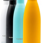 Sticla de apa pentru sala de sport/calatorii KABOORA, otel inoxidabil, galben, 500 ml,