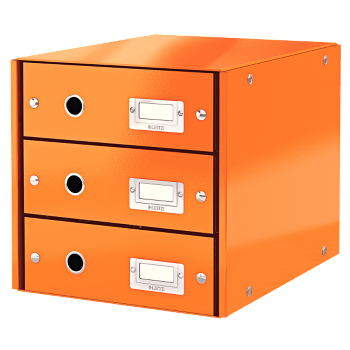 Suport pentru documente cu 3 sertare, portocaliu, LEITZ Click & Store, LEITZ
