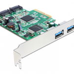 Placă PCI Express > 2 x USB 3.0 extern + 2 x SATA 6 Gb/s intern, DELOCK