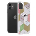 Husa iPhone 11 Multicolor cu Imprimeu Marmura Techsuit
