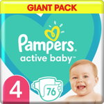 Scutece marimea 4, 9-14 kg, 76 buc - Pampers Active Baby, Pampers