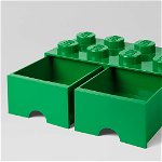 Cutie depozitare LEGO 2x4 cu sertare, verde