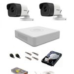 Sistem supraveghere audio-video Hikvision 2 camere 5 Mp, IR 20 m, Hikvision