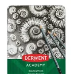 Creioane Grafit 6b-5h Derwent Academy, Cutie Metalica, 12 Buc/set, Negru