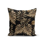 Față de pernă Minimalist Cushion Covers Golden Leafes With Black BG, 45 x 45 cm, Minimalist Cushion Covers