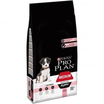 PURINA Pro Plan Sensitive Skin Puppy M, Somon, hrană uscată câini junior, piele și blană, 12kg, Purina Pro Plan