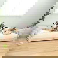 Pat pentru câini, 105,5x75,5x28 cm, lemn masiv de pin