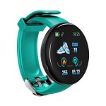 Ceas Smartwatch Techstar® D18, 1.3inch OLED, Bluetooth 4.0, Monitorizare Tensiune, Puls, Oxigenarea Sangelui, Waterproof IP65, Verde Aqua