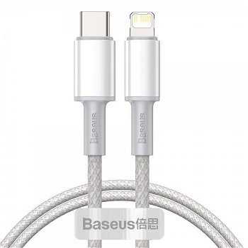 Cablu Date/Incarcare USB-C Lightning 1m Alb, Baseus