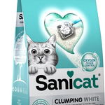 Nisip litiera, Sanicat Clumping White, Betonita, Parfum de bumbac, 20L, Sanicat