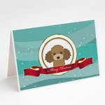 Caroline`s Treasures Ciocolata Brown Pudel Fericit Crăciun Felicitări și plicuri Pack de 8 Multicolore 7 x 5, 