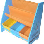 Organizator carti si jucarii cu cadru din lemn Blue Crayon