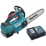 Fierastrau cu lant brushless Makita DUC254Z16C, 1 acumulator Li-Ion 18V 6 Ah, Incarcator LXT Li-Ion, lama 25 cm, grosime lant 1.1 mm, pas 3/8"