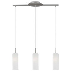 Lustră Eglo Troy3 E27 max. 3x60W, nichel mat/sticlă satinată