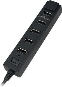 Hub Logilink UA0124, 7 porturi,USB 2.0, include alimentarea, Black, LogiLink