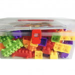Set 120 cuburi pentru construit in cutie din plastic cu maner, multicolor, DANETI COM SRL