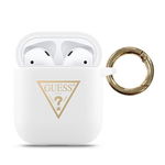 Husa Protectie Originala Guess Pentru Airpods 1/2 Colectia Silicone Triangle Logo, Alb - Guaca2lstlwh, Guess