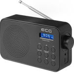 Radio ECG, 1.2 W, Tuner FM, Alarma, Memorie 30 de posturi, Antena telescopica, Cablu USB Type C, Negru, ECG