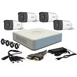 Kit supraveghere video Hikvision 4 camere 2MP FULLHD 1080p IR 40m + accesorii instalare , HDD 500GB, Hikvision
