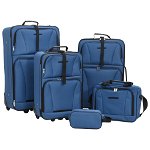 vidaXL Set de bagaje de călătorie, 5 piese, albastru, material textil, vidaXL