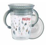 Nuby - Cana cu manere, 360°, Din materialul ecologic tritan, Rezistenta, 240 ml, 6 luni+, Gri