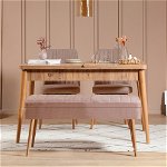 Set masă și scaune extensibile (4 bucăți) Vina 0701 - 3 - Anthracite, Atlantic Extendable Dining Table & Chairs Set 6, Stejar, 77x75x120 cm, Vella