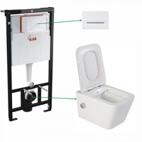 Set vas wc suspendat cu functie de bideu Foglia Safari si rezervor wc incastrat cu clapeta alb mat crom mat, Alcadrain, Foglia x Alcadrain