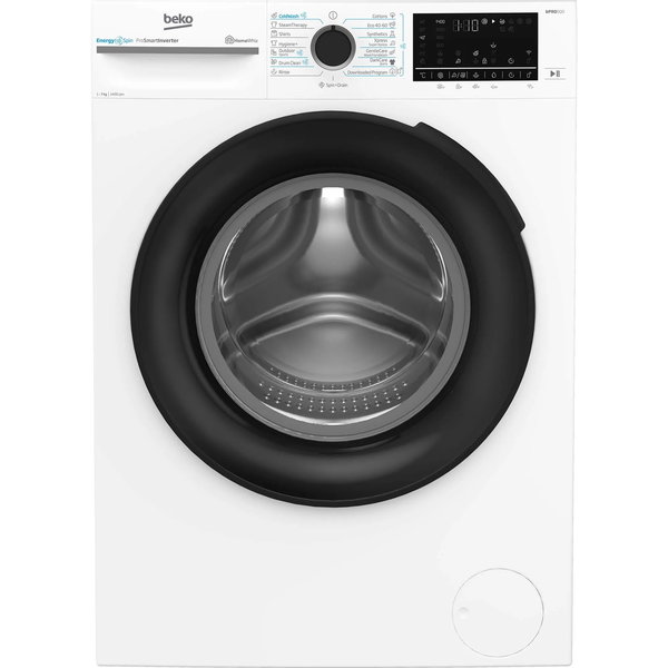 Masina de spalat rufe Slim Beko BM5WFSU67415W,7 kg, 1400 RPM, Clasa A, HomeWhiz prin WiFi, SteamCure, AddXtra, Motor ProSmart Inverter, AddXtra, Alb, usa Piano Black