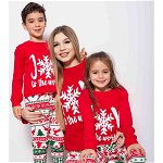 Haine de Craciun Set Pijamale de Craciun Mama Copil cu Maneca Lunga din Bumbac Rosu Gingerbread
