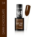 Lac de unghii Solar Gel, Revers, 12 ml, maro, nr 34, dark chocolate, Revers