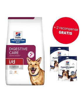 HILL'S Prescription Diet i/d Activ Biome Digestive Care Chicken Dog 12 kg diete veterinara caini cu sistem digestiv sensibil + 2 recompense CADOU